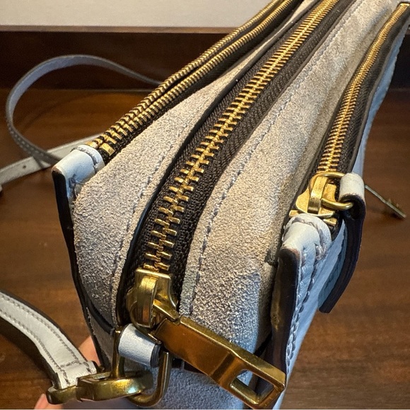 FOSSIL Blue Gray Leather Small Shoulder Crossbody Handbag P - Picture 9 of 14